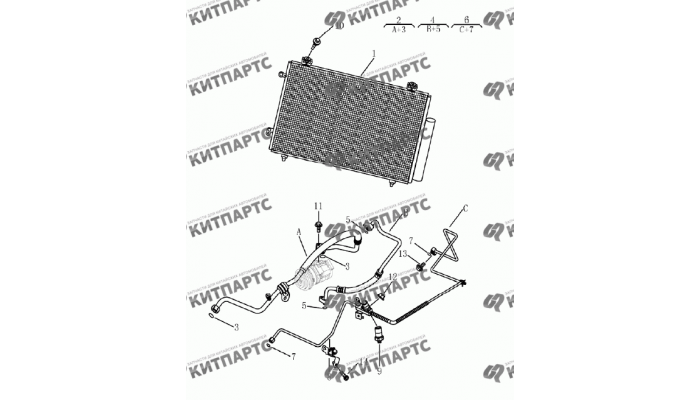 Радиатор кондиционера Geely